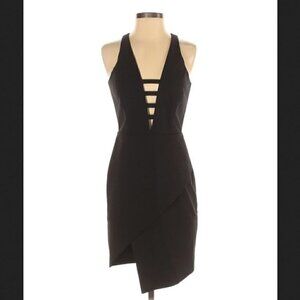 Mason Dress Size 2 Plunge Cutout Asymmetrical Wrap Black Strap LBD Sexy Cocktail